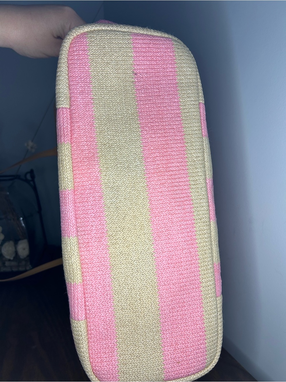 Vera Bradley NWT Candy Pink Stripe Straw Beach Tote Floral Woven Large Zip Bag - Picture 12 of 12